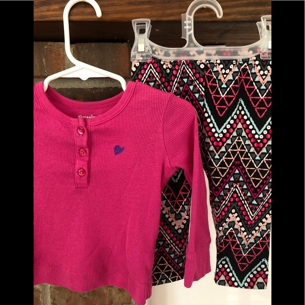 Garanimals 12mo Pink Top and 12mo Leggings